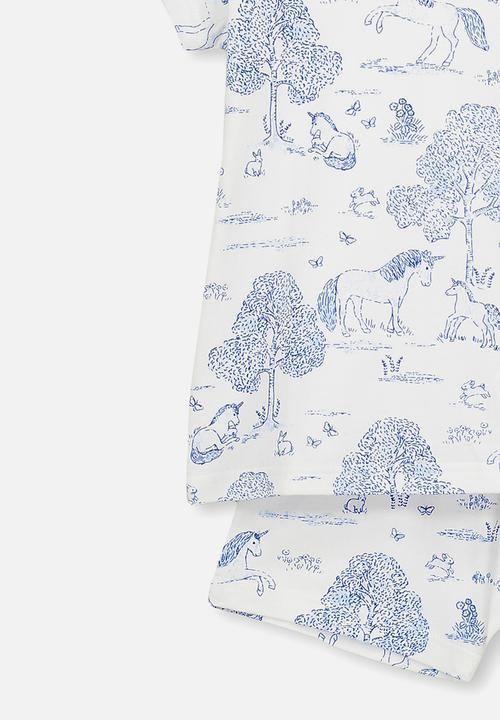 Cotton On - Harpa short sleeve pyjama set - white & blue 