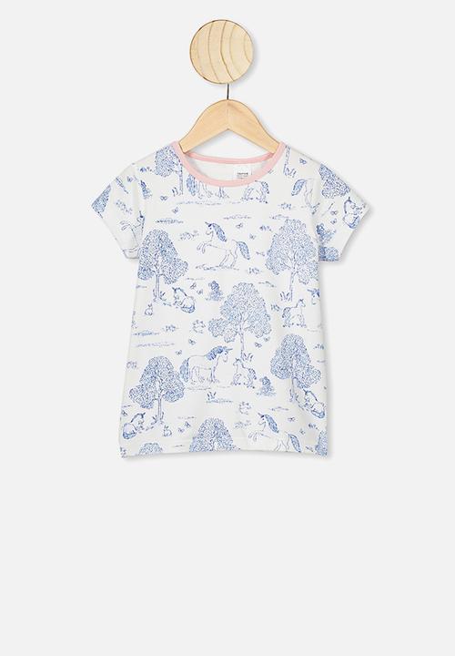 Cotton On - Harpa short sleeve pyjama set - white & blue 