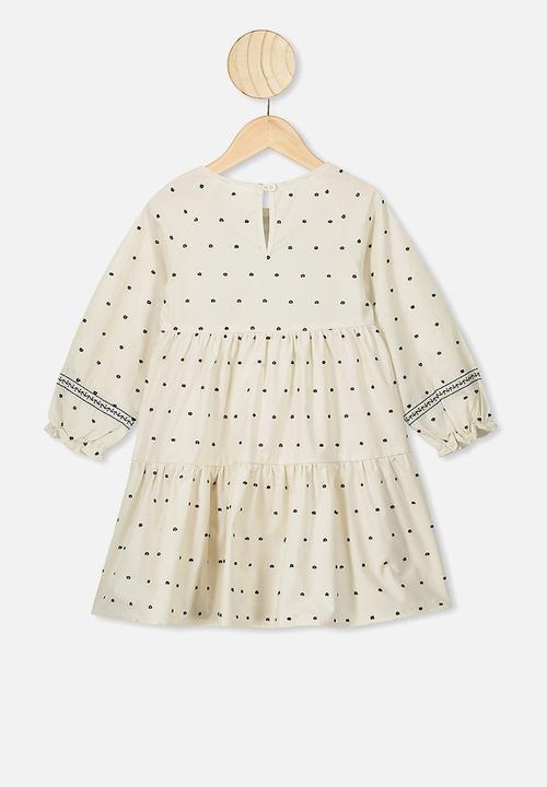 Cotton On - Carmen long sleeve dress - dark vanilla & black