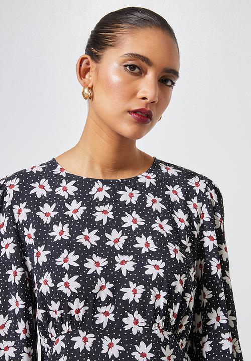 Superbalist - Fit & flare woven dress - white & black 