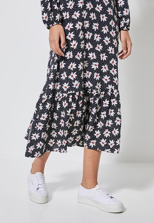 Superbalist - Fit & flare woven dress - white & black 