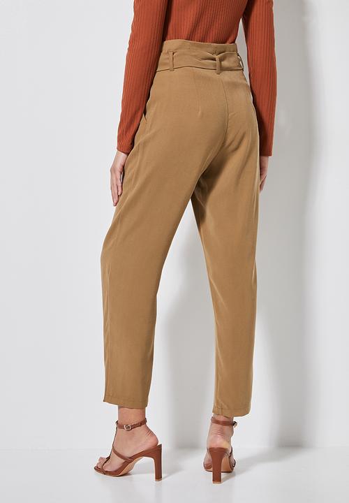Superbalist - Premium paperbag trousers - tobacco