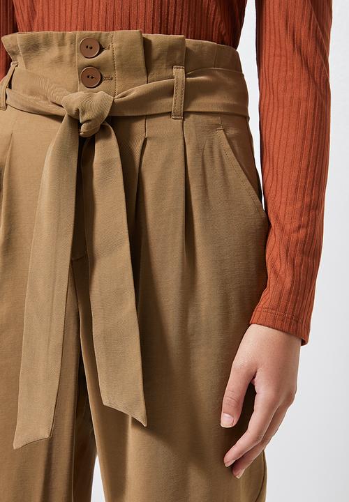 Superbalist - Premium paperbag trousers - tobacco