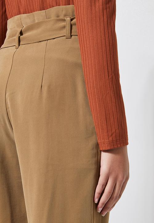 Superbalist - Premium paperbag trousers - tobacco