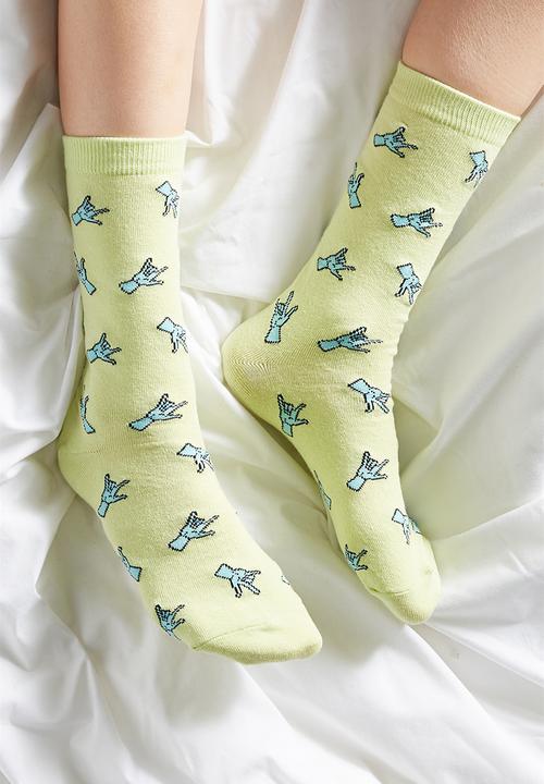 Typo - Rocker hand sock - yellow & blue 