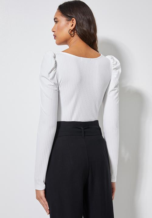 Superbalist - Puff sleeve rib top - milk