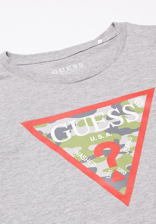 GUESS - Teens long sleeve guess camo triangle tee - grey 