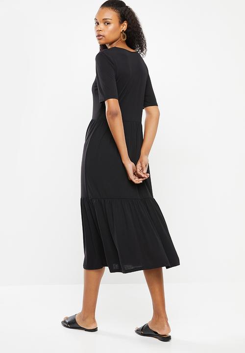 Jacqueline de Yong - Dalila frosty short sleeve dress - black