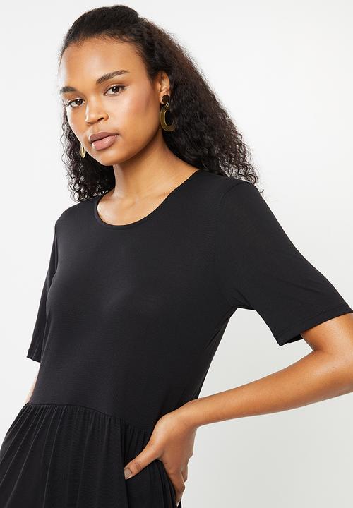 Jacqueline de Yong - Dalila frosty short sleeve dress - black