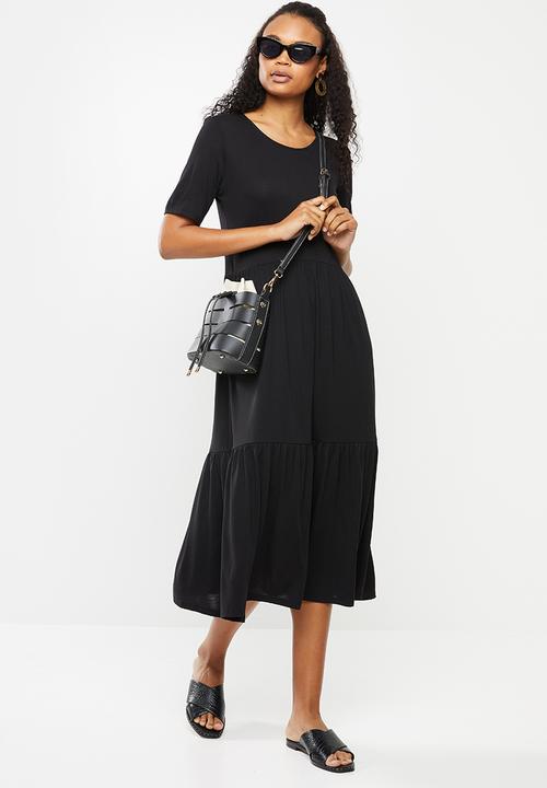 Jacqueline de Yong - Dalila frosty short sleeve dress - black