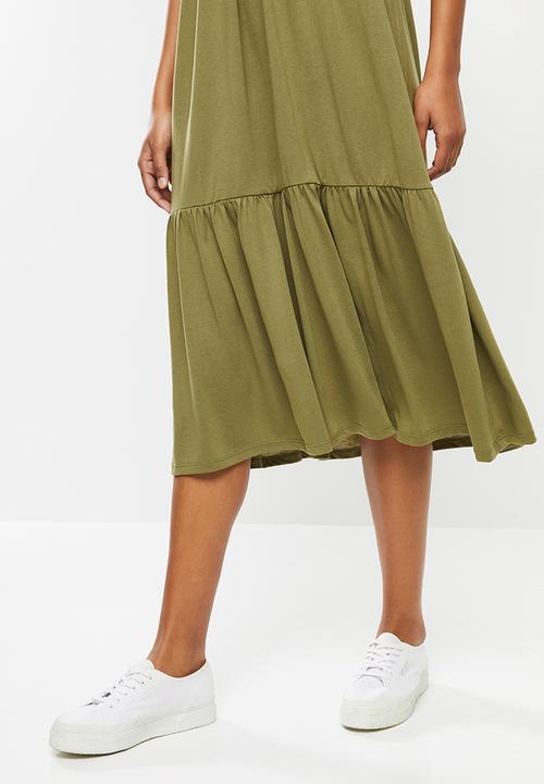 Jacqueline de Yong - Dalila frosty short sleeve dress - martini olive