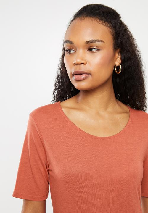 Jacqueline de Yong - Dalila frosty short sleeve dress - orange 