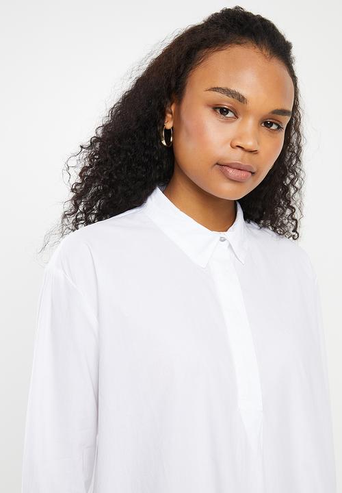Jacqueline de Yong - Long sleeve shirt dress denim - white