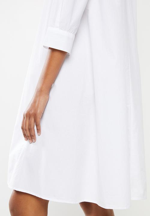 Jacqueline de Yong - Long sleeve shirt dress denim - white