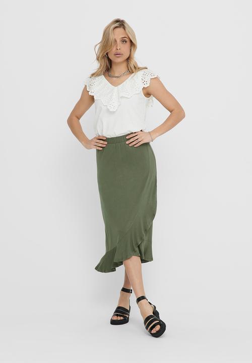Jacqueline de Yong - Alba life short sleeve v-neck top - white