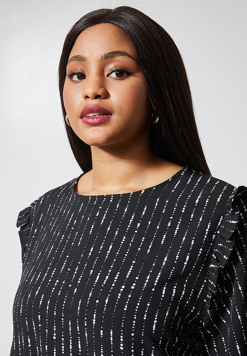 Superbalist - Tiered balloon sleeve dress - black & white