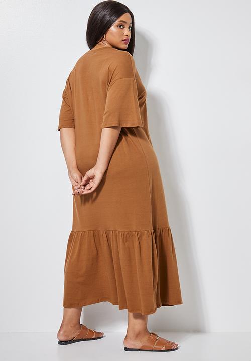 Superbalist - Trapeze detail T-shirt dress - tobacco