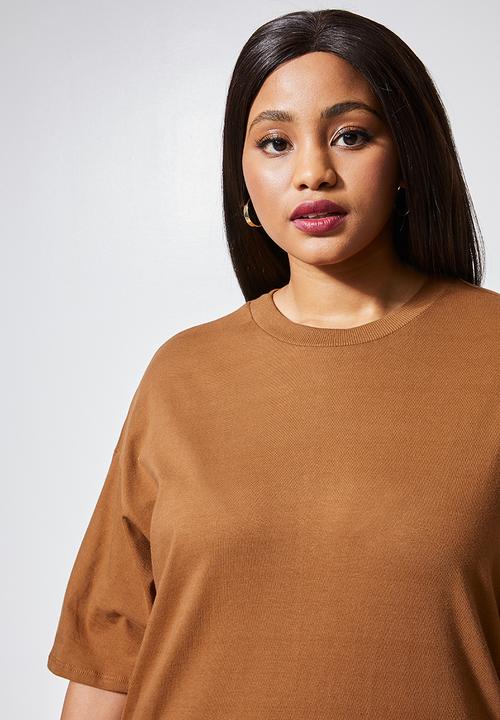 Superbalist - Trapeze detail T-shirt dress - tobacco