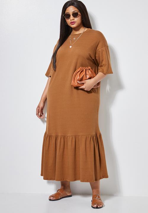 Superbalist - Trapeze detail T-shirt dress - tobacco