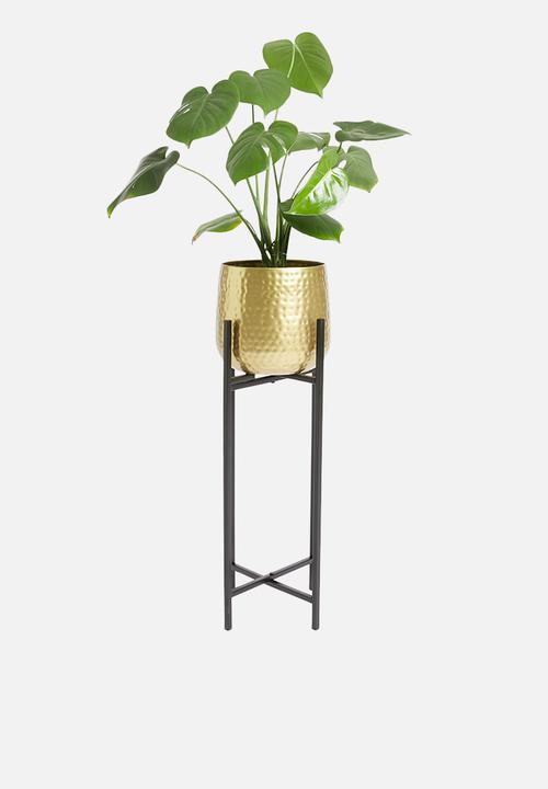 H&S - Cross standing planter - black & gold