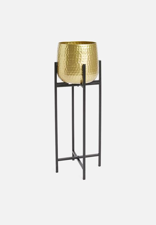 H&S - Cross standing planter - black & gold