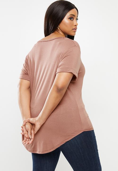 Cotton On - Curve Karly short sleeve tee -  burlwood