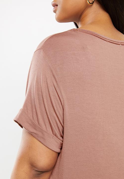 Cotton On - Curve Karly short sleeve tee -  burlwood