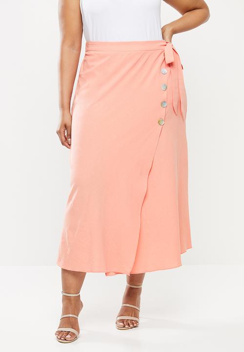 coral wrap skirt