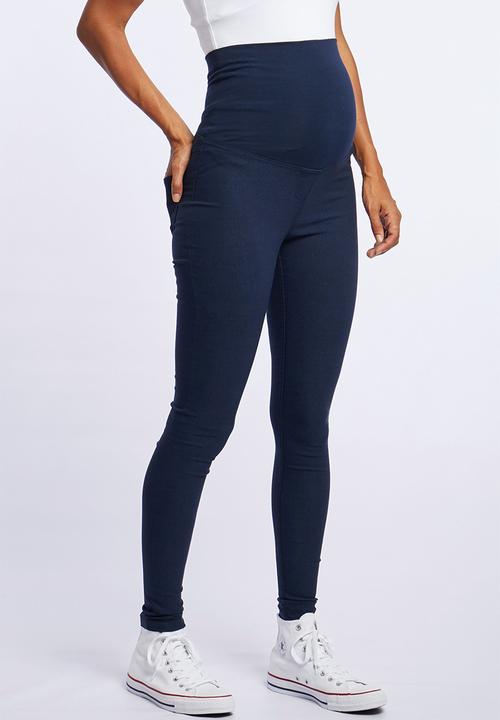 Cherry Melon - Bengaline crepe skinny pants - navy