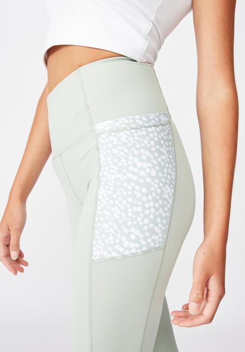Cotton On - Rib hybrid 7/8 tight - washed aloe spotimal