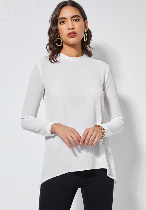 Superbalist - Longline blouse with split back and zip detail  - white