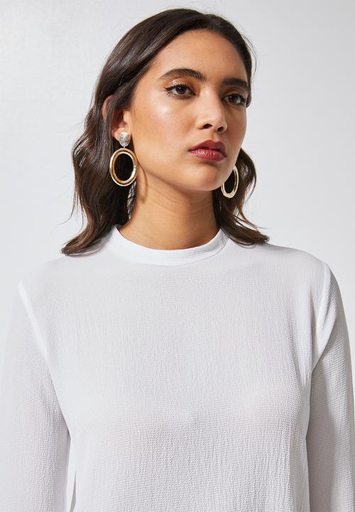 Superbalist - Longline blouse with split back and zip detail  - white