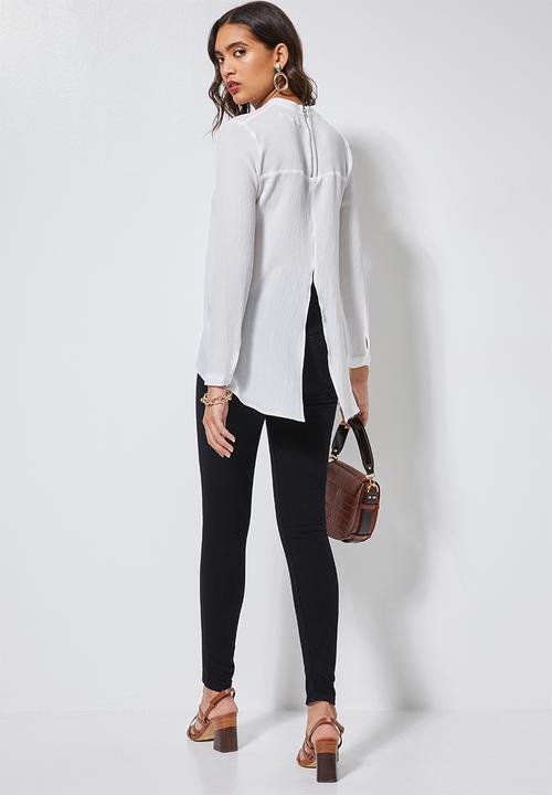 Superbalist - Longline blouse with split back and zip detail  - white