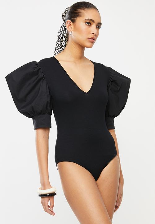 Blake - Plunge neckline bodysuit - black
