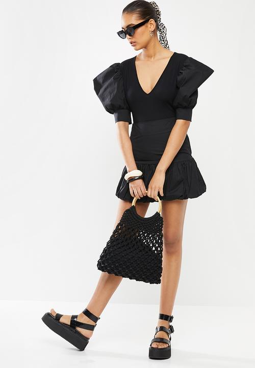 Blake - Plunge neckline bodysuit - black