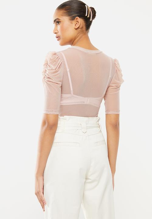 Blake - Mesh ballet sleeve top - pink