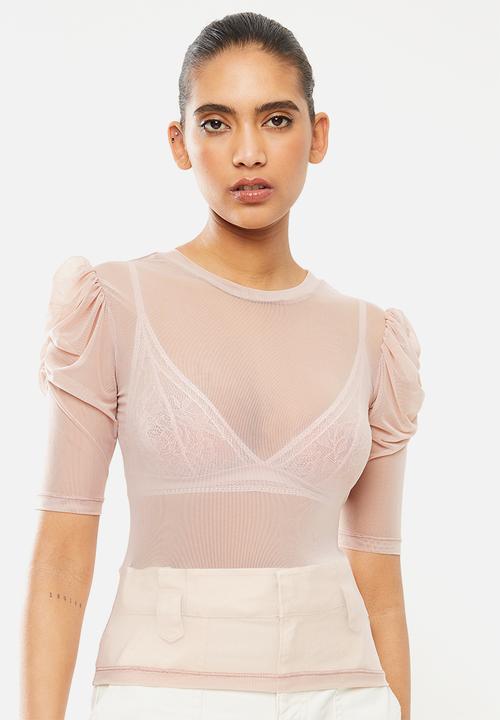 Blake - Mesh ballet sleeve top - pink