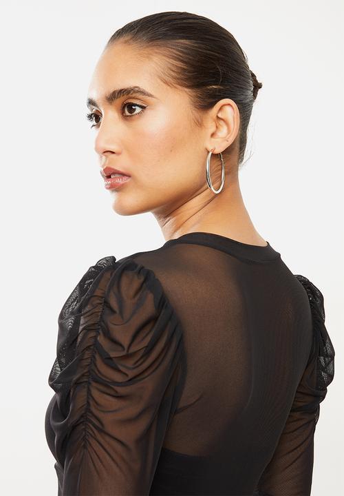 Blake - Mesh ballet sleeve top - black