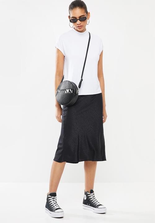 Blake - Satin bias cut skirt - black