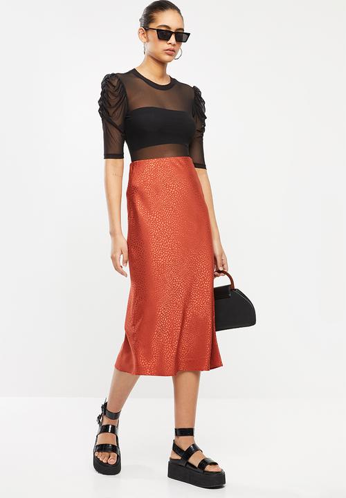 Blake - Satin bias cut skirt - rust