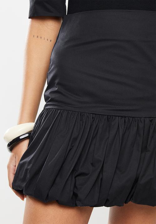 Blake - Fine twill mini skirt with bubble hem - black