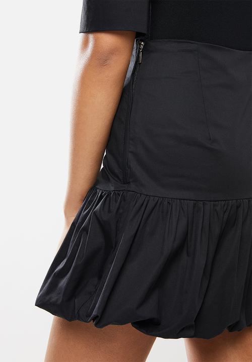 Blake - Fine twill mini skirt with bubble hem - black