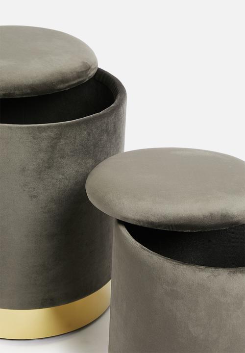 H&S - Rhiannon storage ottoman set of 2 - dark grey