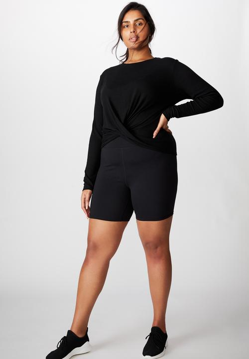 Cotton On - Curve active knot front long sleeve top - black