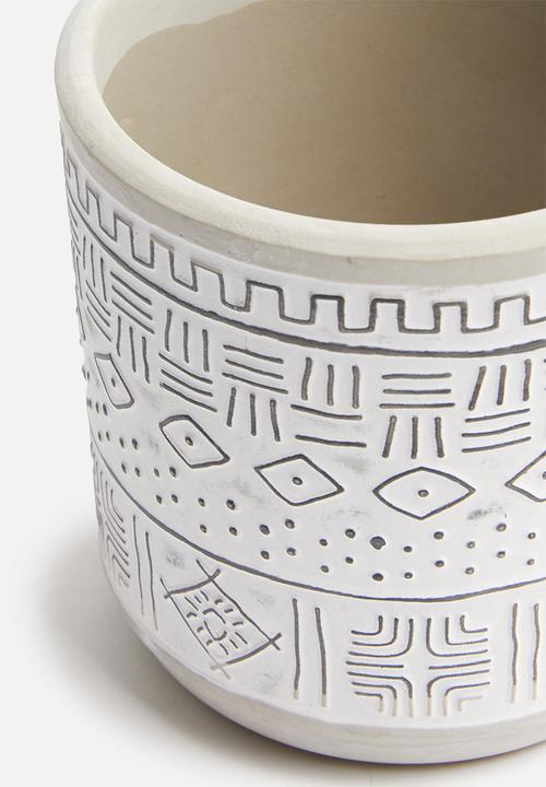 H&S - Mini tribal planter - white