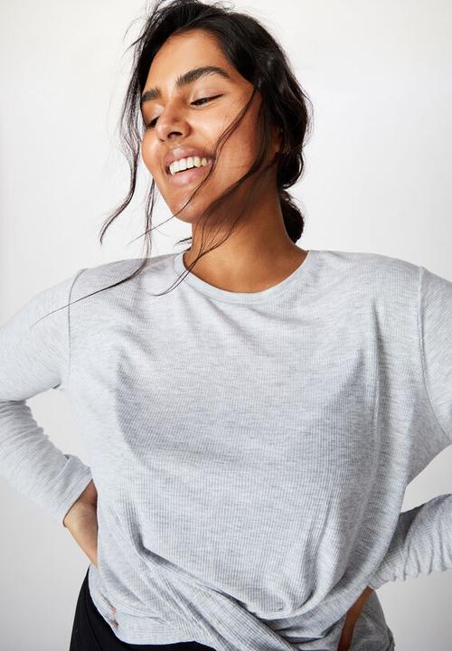 Cotton On - Curve active knot front long sleeve top - grey 