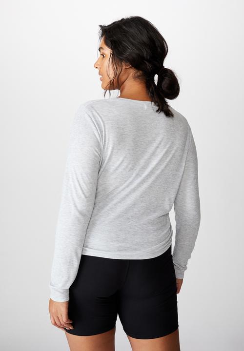 Cotton On - Curve active knot front long sleeve top - grey 
