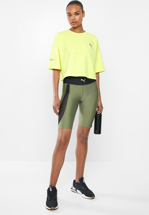 PUMA - Evide form stripe crop tee - green