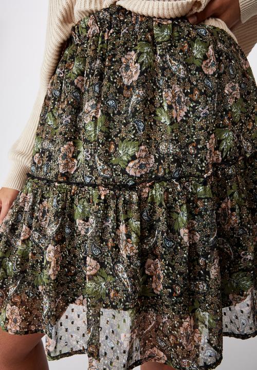 Cotton On - Curve finley mini skirt - Emily floral paisley black