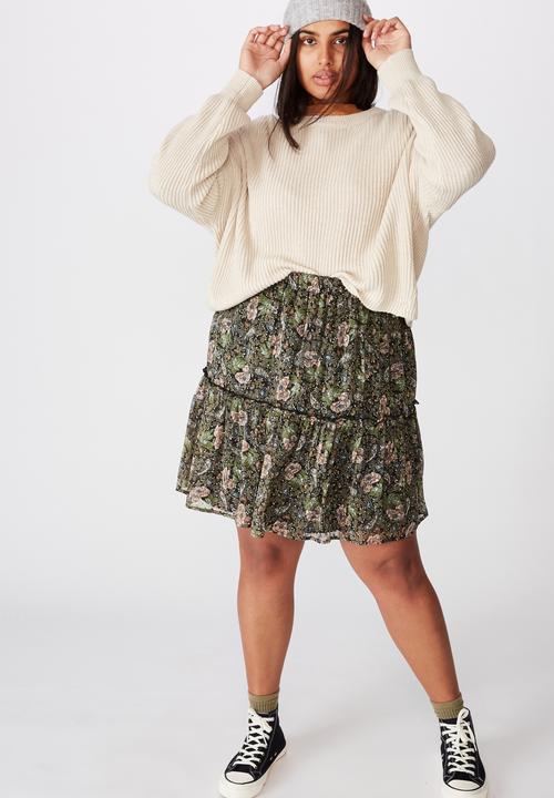 Cotton On - Curve finley mini skirt - Emily floral paisley black